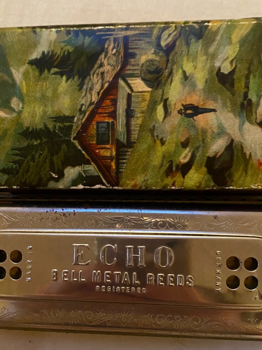 Vintage/Pre-WWII M. Hohner “The Echo” Double Harmonica A/D–Original Box